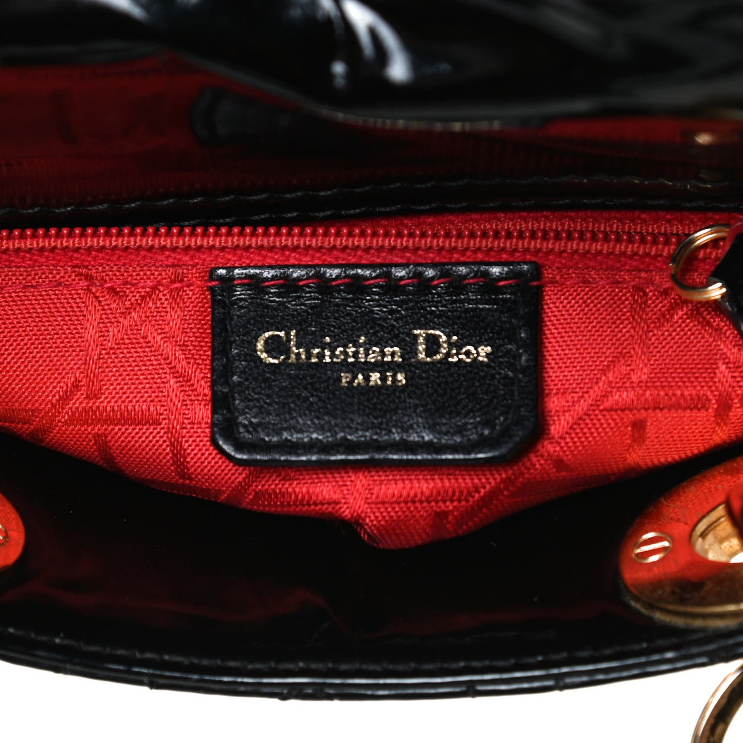 Patent Cannage Mini Lady Dior Black