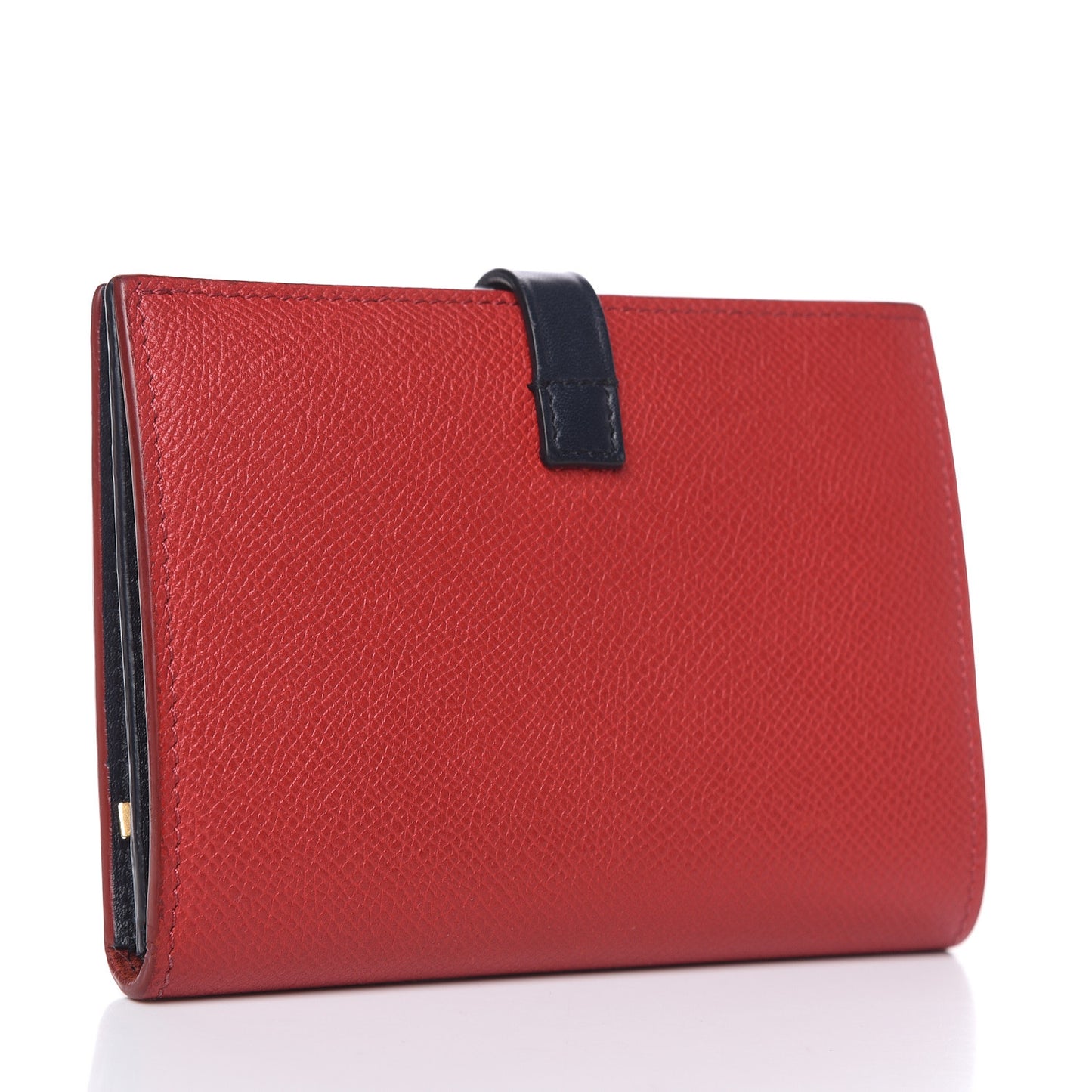 Grained Calfskin Medium Multifunction Strap Wallet Coquelicot