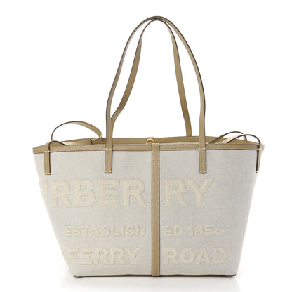 Burberry Cotton Canvas Mini Logo Horseferry Tote Bag Off White 3 of 11