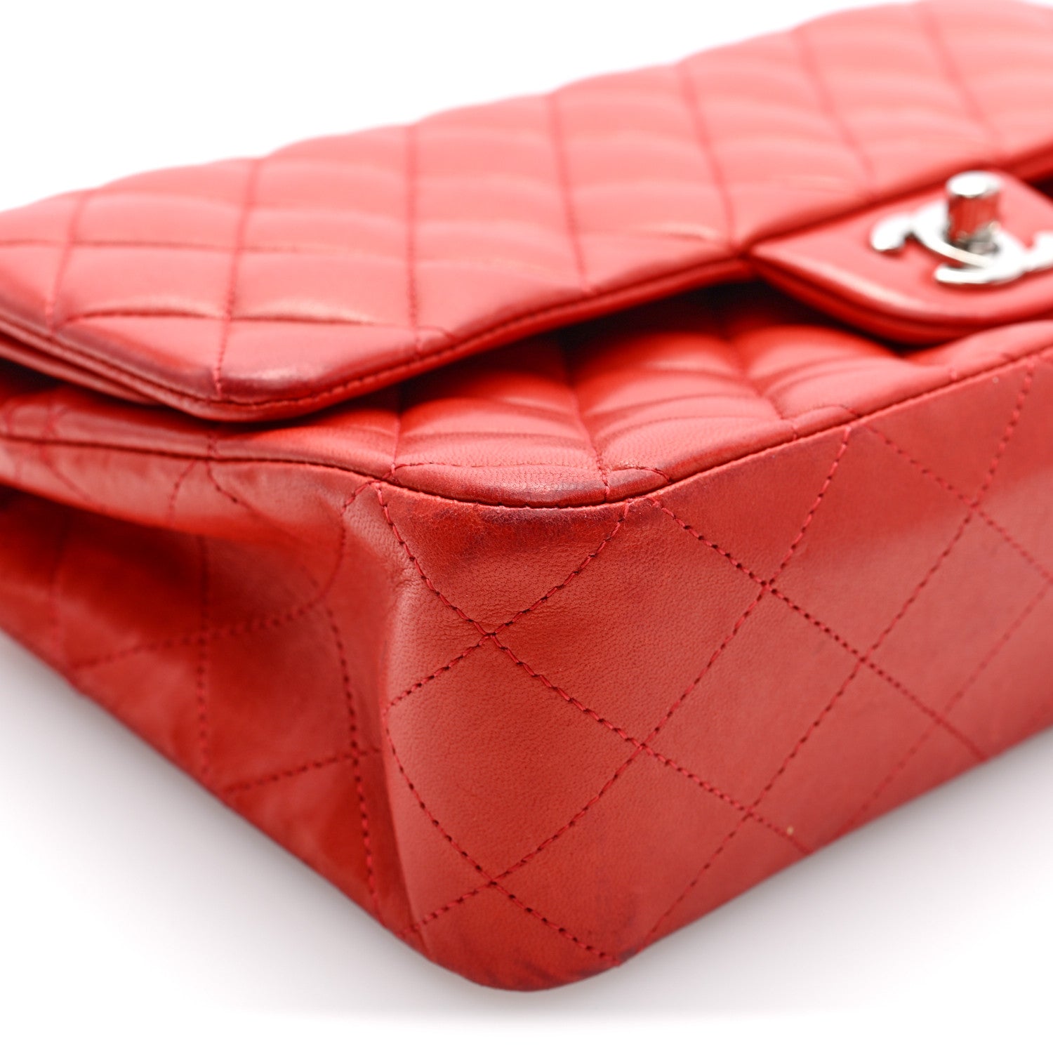 Chanel Lambskin Quilted Medium Double Flap Red 9 of 10