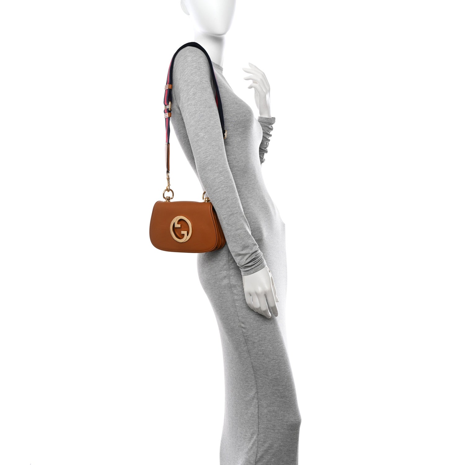 Gucci Roxy Calfskin Web Mini Blondie Shoulder Bag Cognac 2 of 12