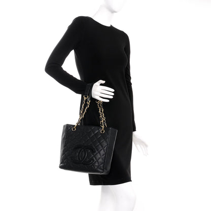 Chanel Caviar Quilted Petit Shopping Tote PST Black 2 of 13