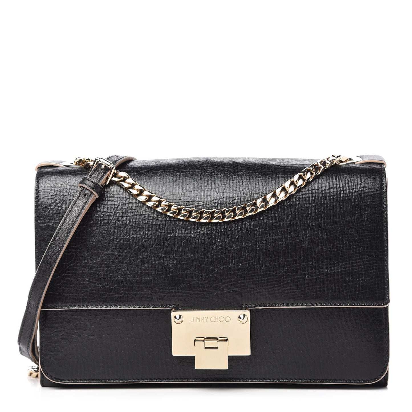 Washed Crinkled Calfskin Rebel Crossbody Bag Black