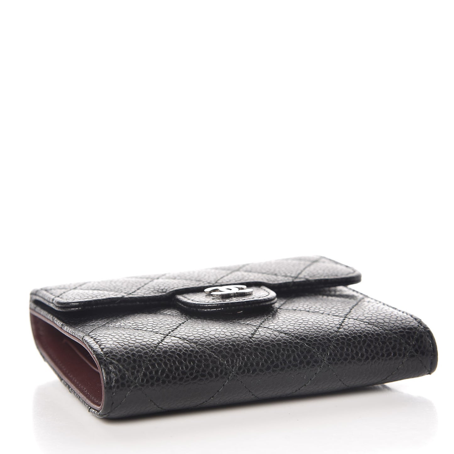 Caviar Quilted Compact Flap Wallet Black