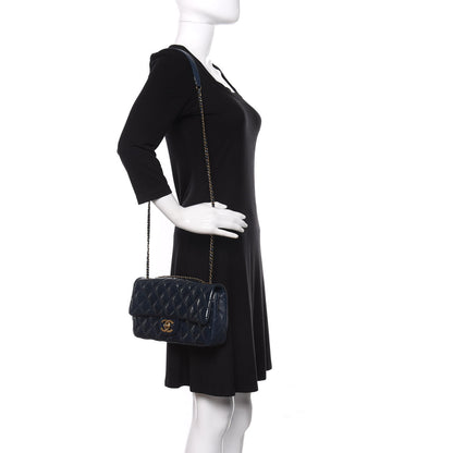 Chanel Patent Goatskin Quilted Medium CC Eyelet Flap Blue 2 of 10