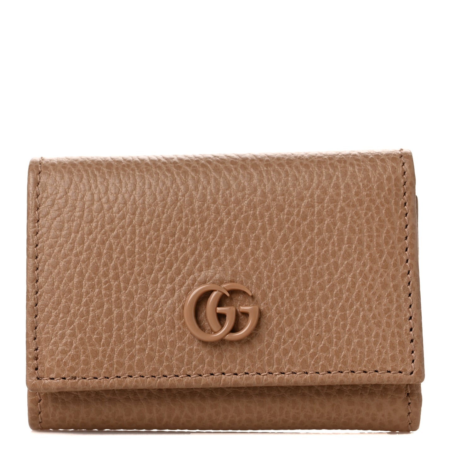 Dollar Calfskin Enamel Monochrome Medium GG Marmont Wallet Camelia