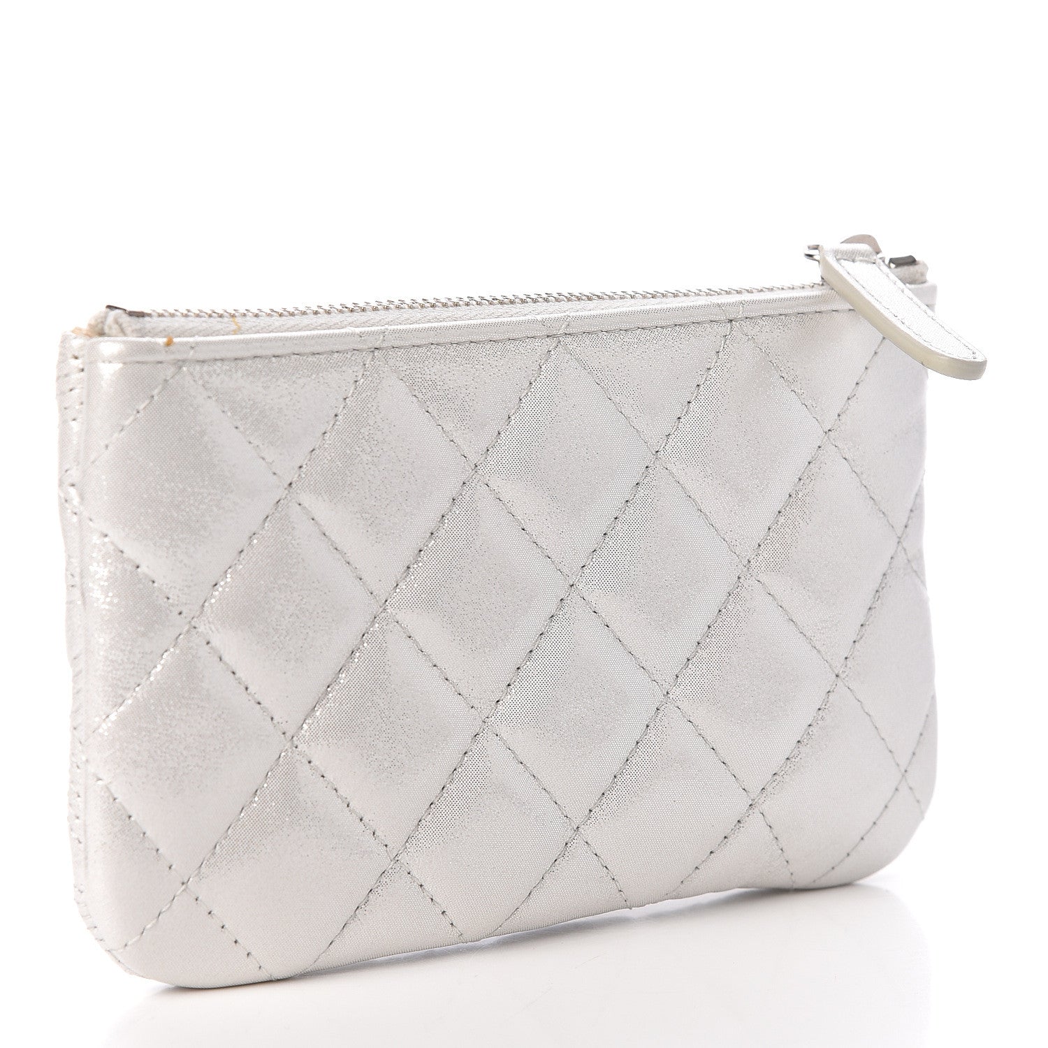 Chanel Metallic Lambskin Star Embossed Coin Purse Case Silver 3 of 10