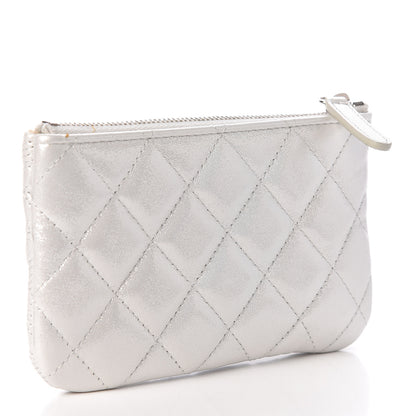 Chanel Metallic Lambskin Star Embossed Coin Purse Case Silver 3 of 10