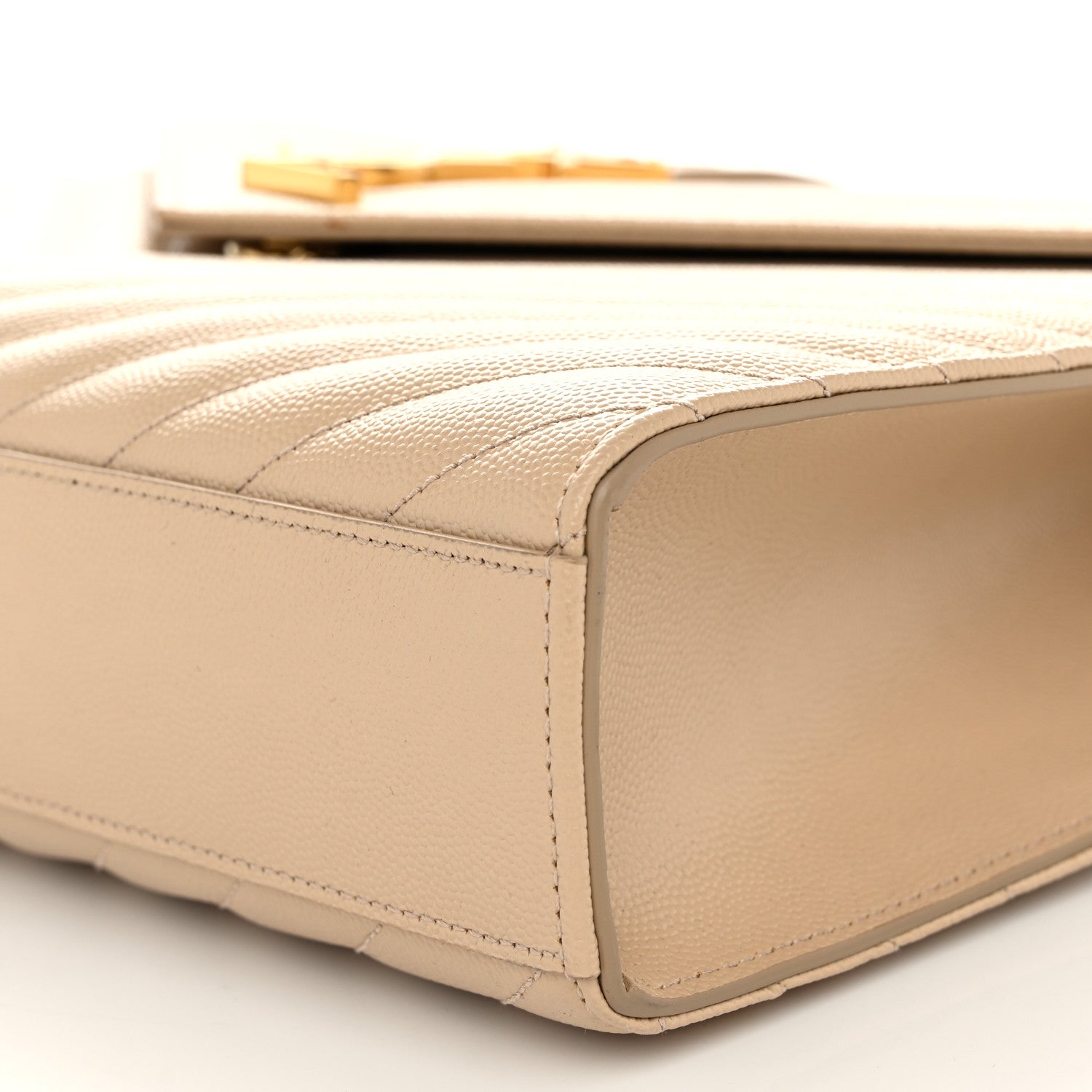 Saint Laurent Grain De Poudre Matelasse Chevron Large Monogram Satchel Nude Powder 10 of 10