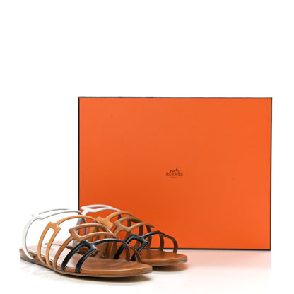 Hermes Nappa Calfskin Olympe Sandals 38 Multicolor Natural 3 of 8