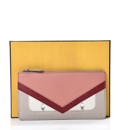 Fendi Vitello Elite Crystal Eye Monster Zip Pouch Grigio Polvere Ribes Multicolor 10 of 10