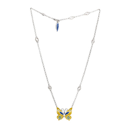 Gucci Sterling Silver Enamel Butterfly Pendant Necklace 3 of 5