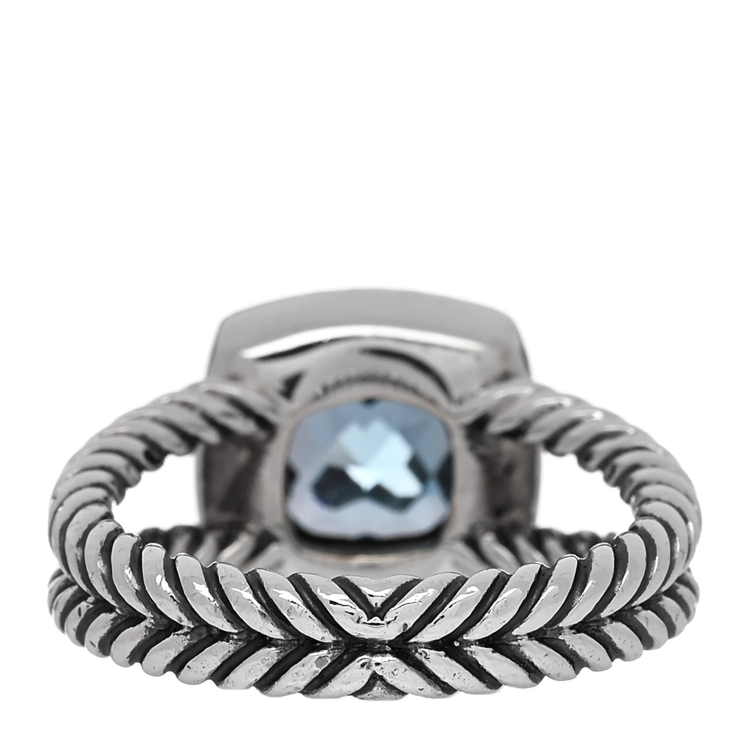 David Yurman Sterling Silver Diamond Blue Topaz 7mm Petite Albion Ring 53 6.5 3 of 4