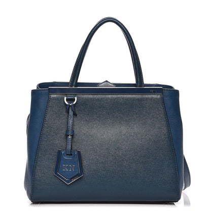 Fendi Vitello Elite Petite 2Jours Tote Blue Cobalto 1 of 11