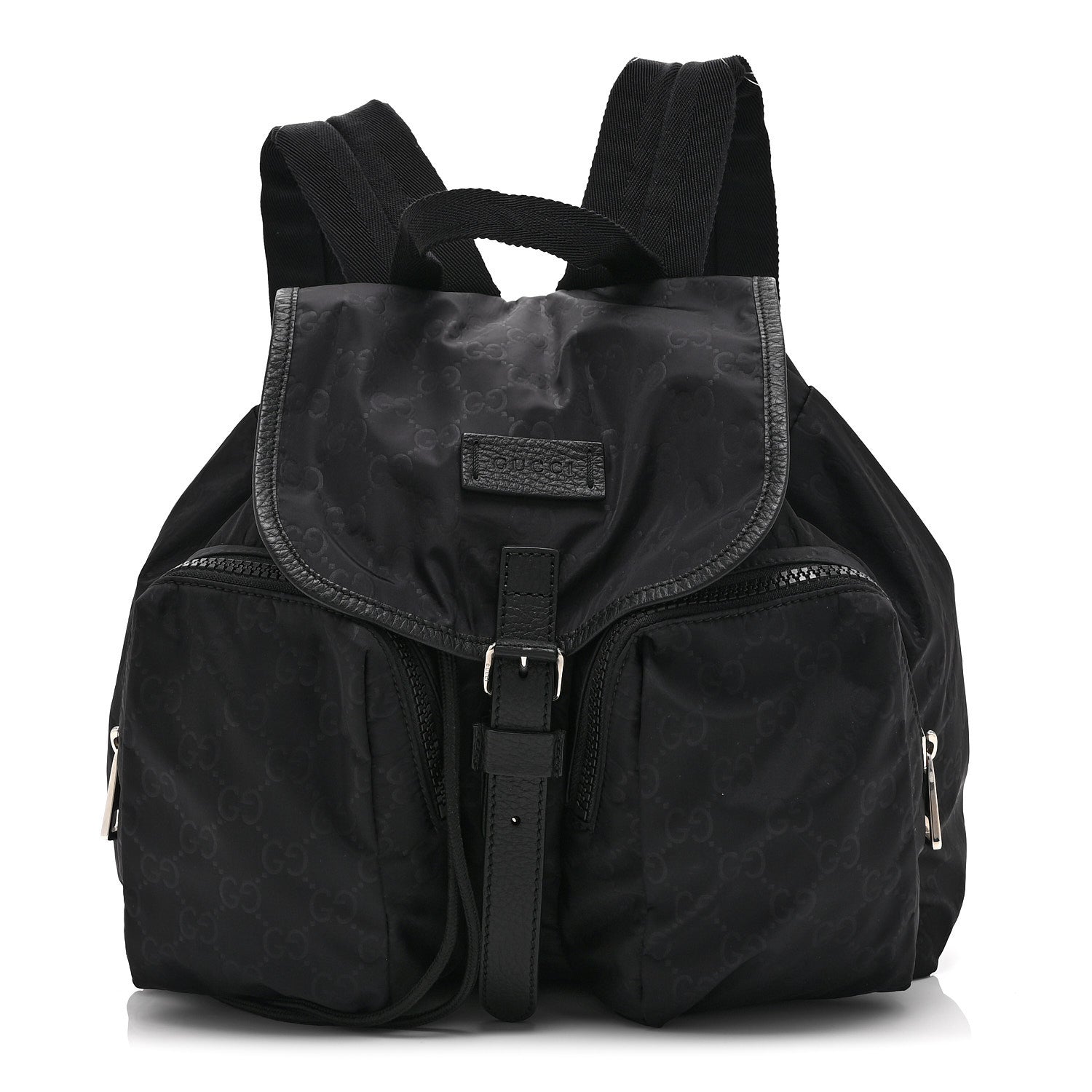 Gucci Nylon Monogram Medium Light Single Buckle Backpack Black 1 of 11