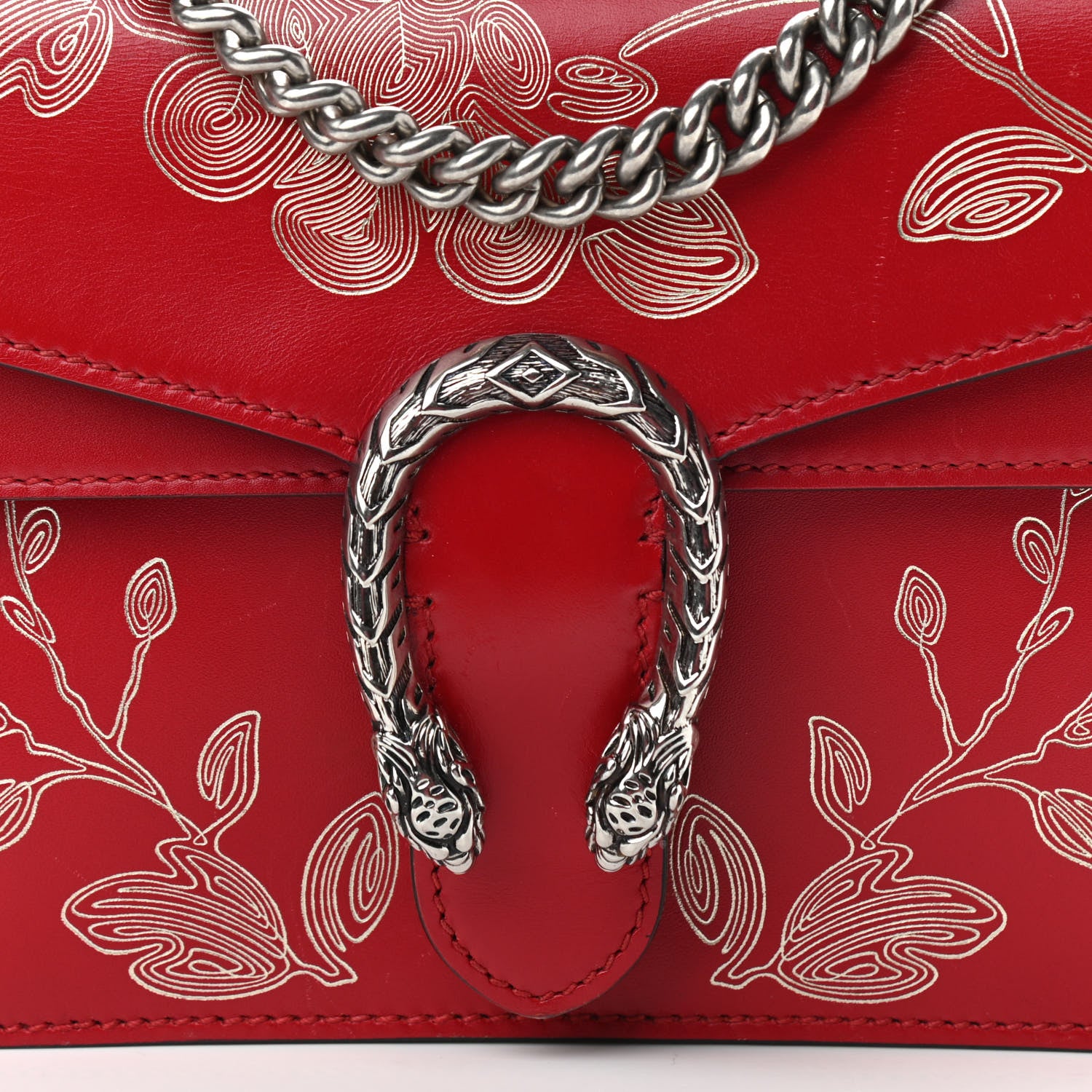 Gucci Calfskin Chinese New Year Mini Dionysus Shoulder Bag Hibiscus Red 10 of 12