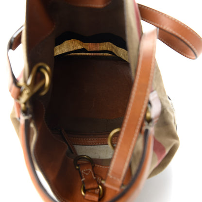 Burberry Canvas Mega Check Medium Susanna Hobo Saddle Brown 5 of 14