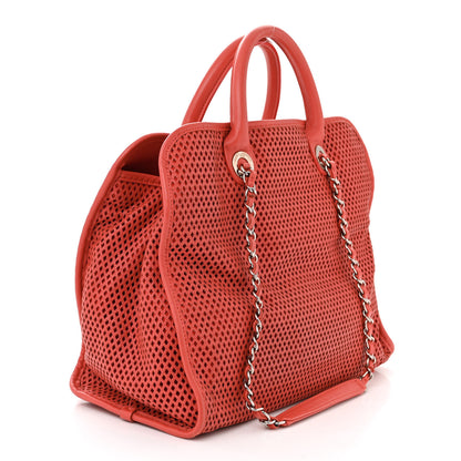 Chanel Calfskin Perforated Up In The Air Tote Red 3 of 10