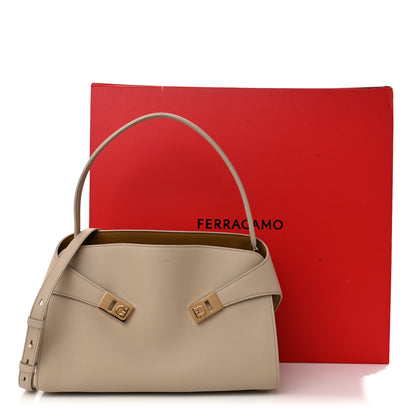Salvatore Ferragamo Calfskin Medium Hug Bag Stone Burnt Orcher 10 of 10