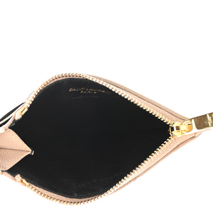 Saint Laurent Monogram Grain de Poudre 5 Fragments Zip Pouch Card Holder Dark Latte 5 of 7