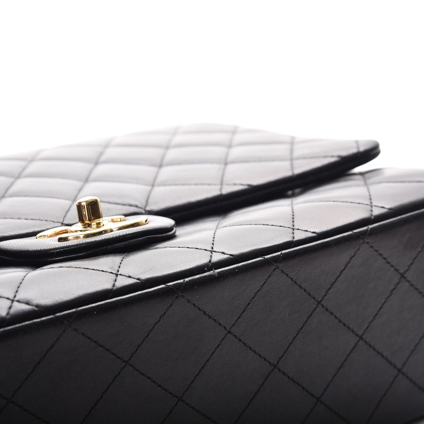 Lambskin Quilted Maxi Double Flap Black