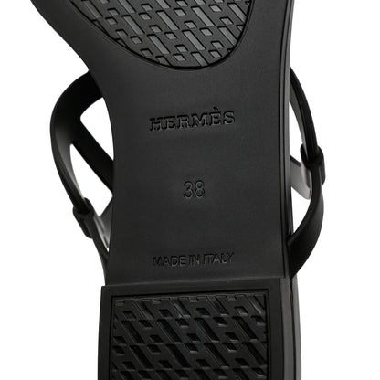 Hermes Rubber Womens Egerie Sandals 38 Black 8 of 9