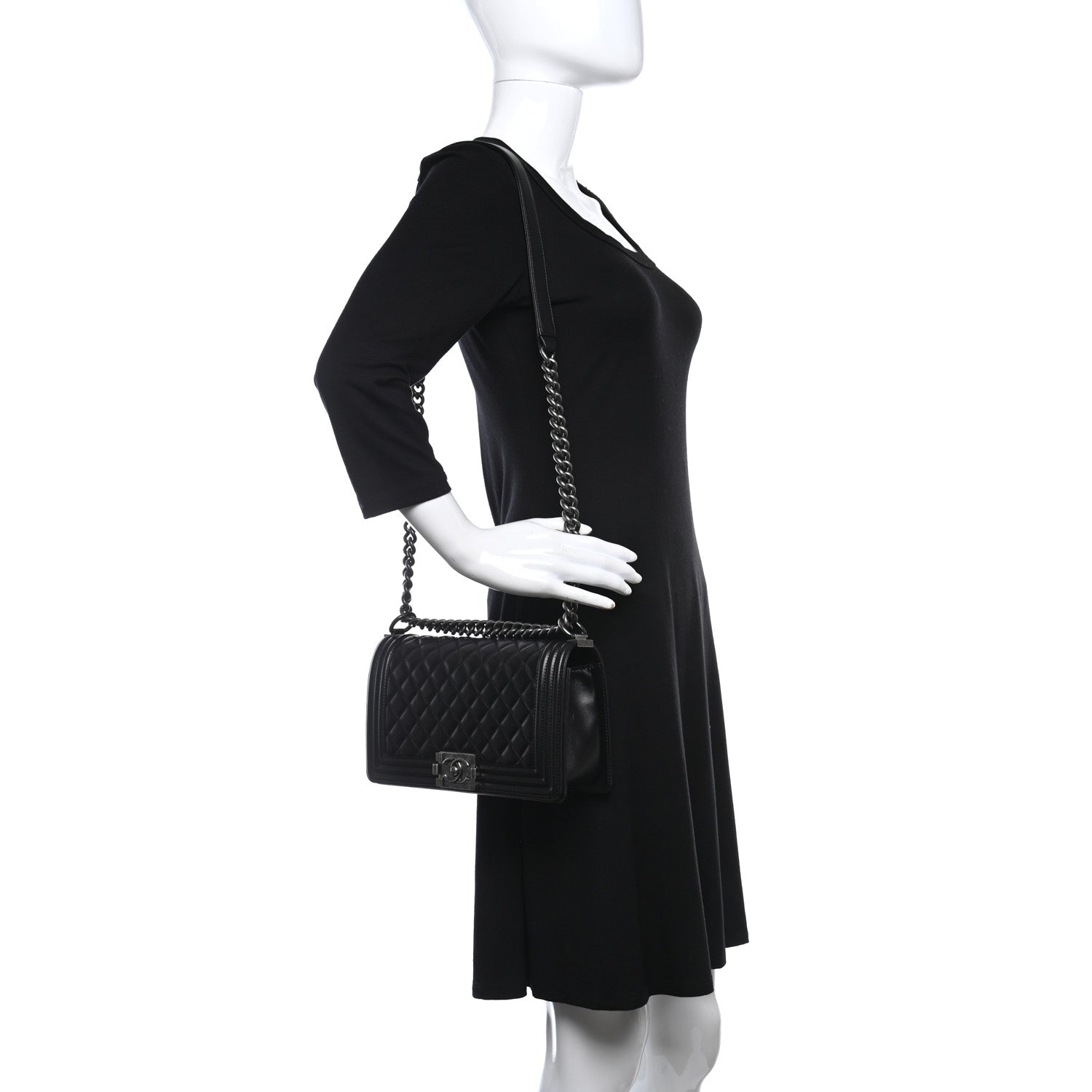 Chanel Lambskin Quilted Medium Boy Flap Black 2 of 13