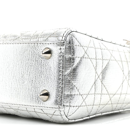 Christian Dior Metallic Grained Calfskin Cannage Small My ABCDior Lady Dior Silver 10 of 10