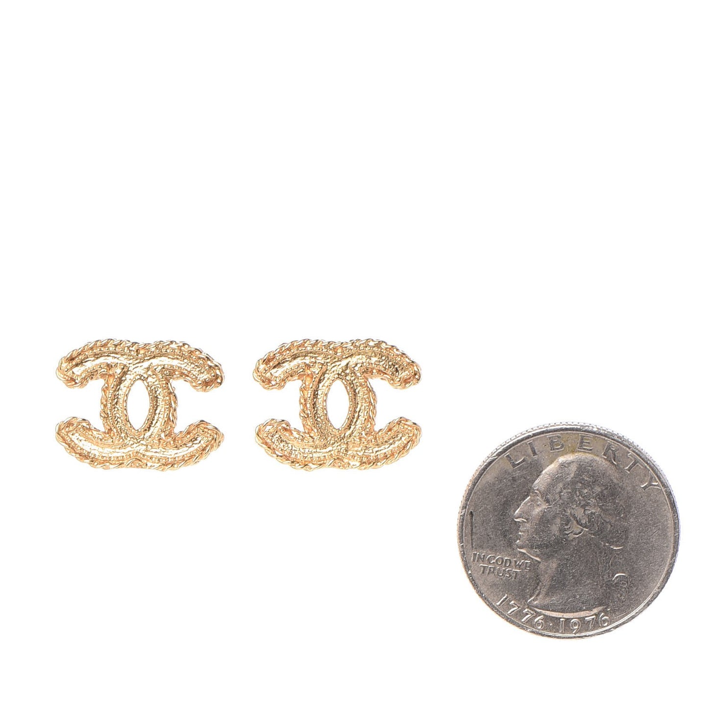 Metal CC Rope Earrings Gold