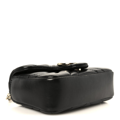 Gucci Lambskin Matelasse Mini GG Marmont Shoulder Bag Black 4 of 11