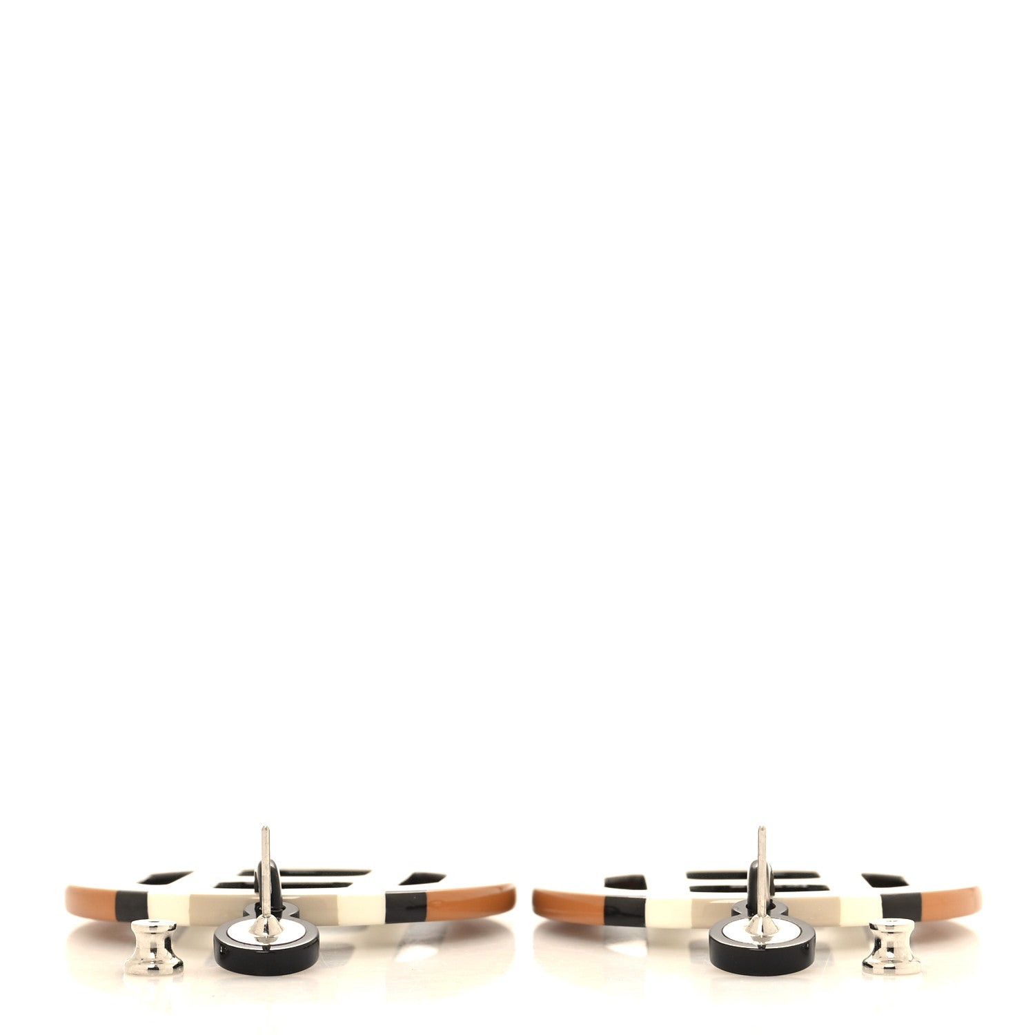 Hermes Lacquered Horn H Equipe Earrings Sable 3 of 5