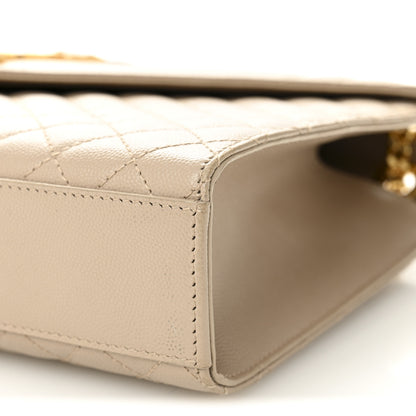 Saint Laurent Grain De Poudre Mixed Matelasse Large Triquilt Monogram Satchel Dark Beige 10 of 13