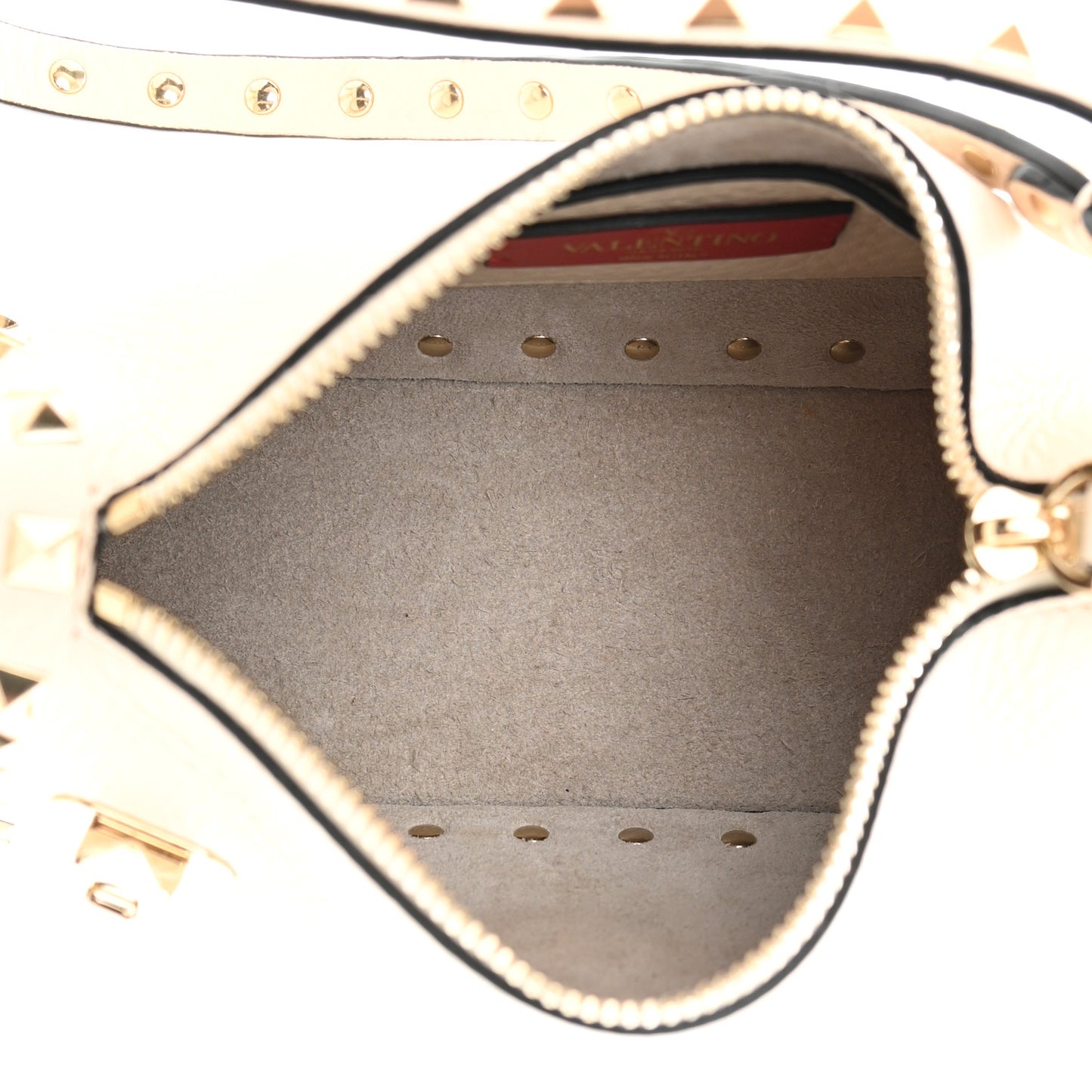 Pebbled Calfskin Small Rockstud Flip Lock Shoulder Bag Light Ivory