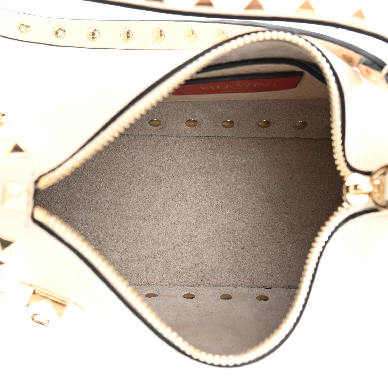 Valentino Garavani Pebbled Calfskin Small Rockstud Flip Lock Shoulder Bag Light Ivory 5 of 11