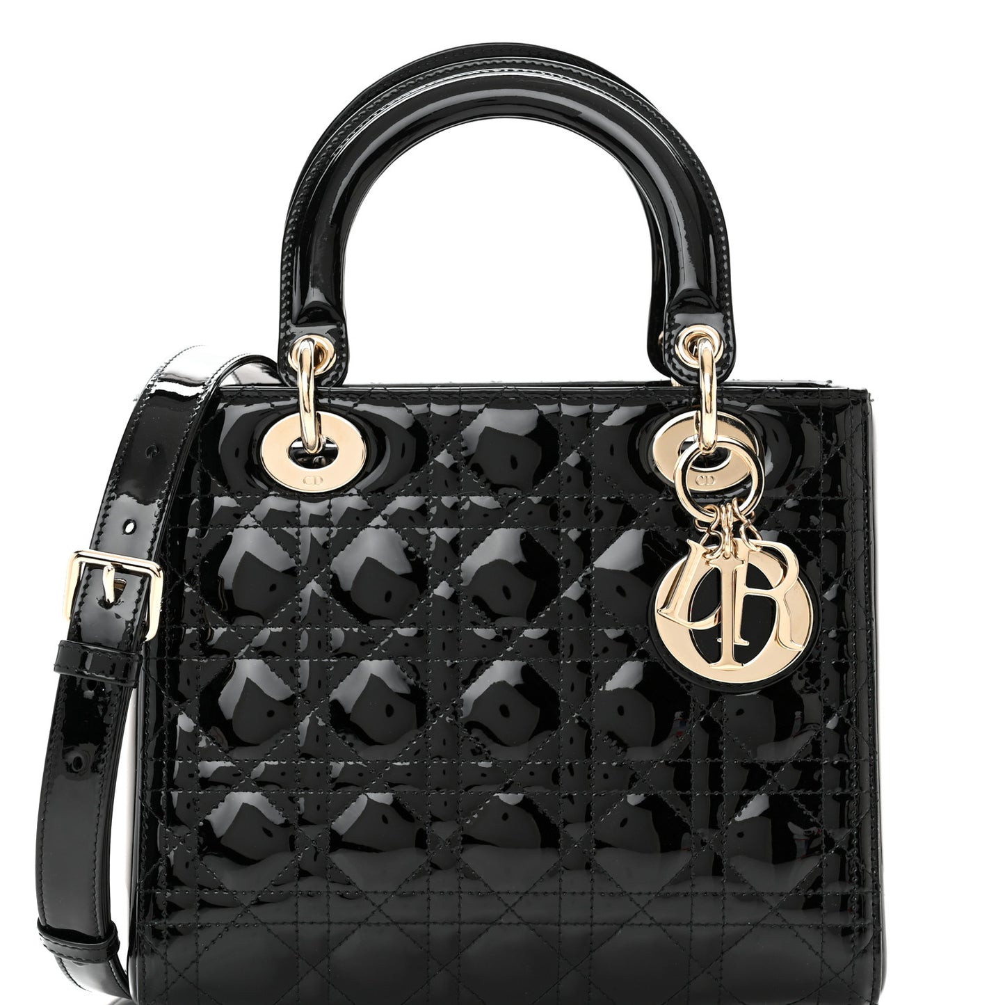 Patent Cannage Medium Lady Dior Black