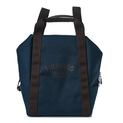 Hermes Toile Groom School Backpack Bleu Navy Feu 1 of 8