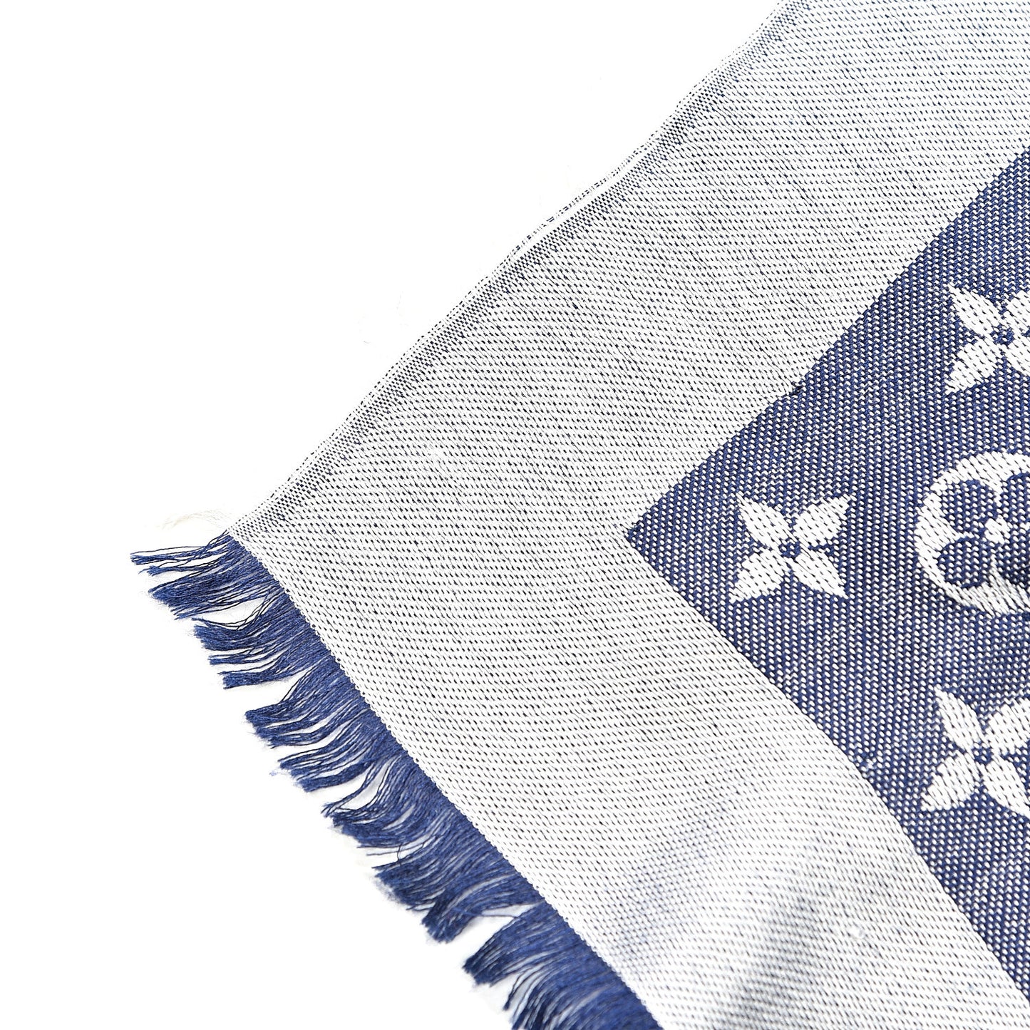 Silk Wool Monogram Denim Shawl Blue
