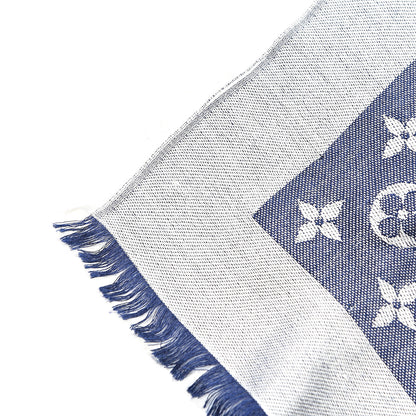 Louis Vuitton Silk Wool Monogram Denim Shawl Blue 4 of 5