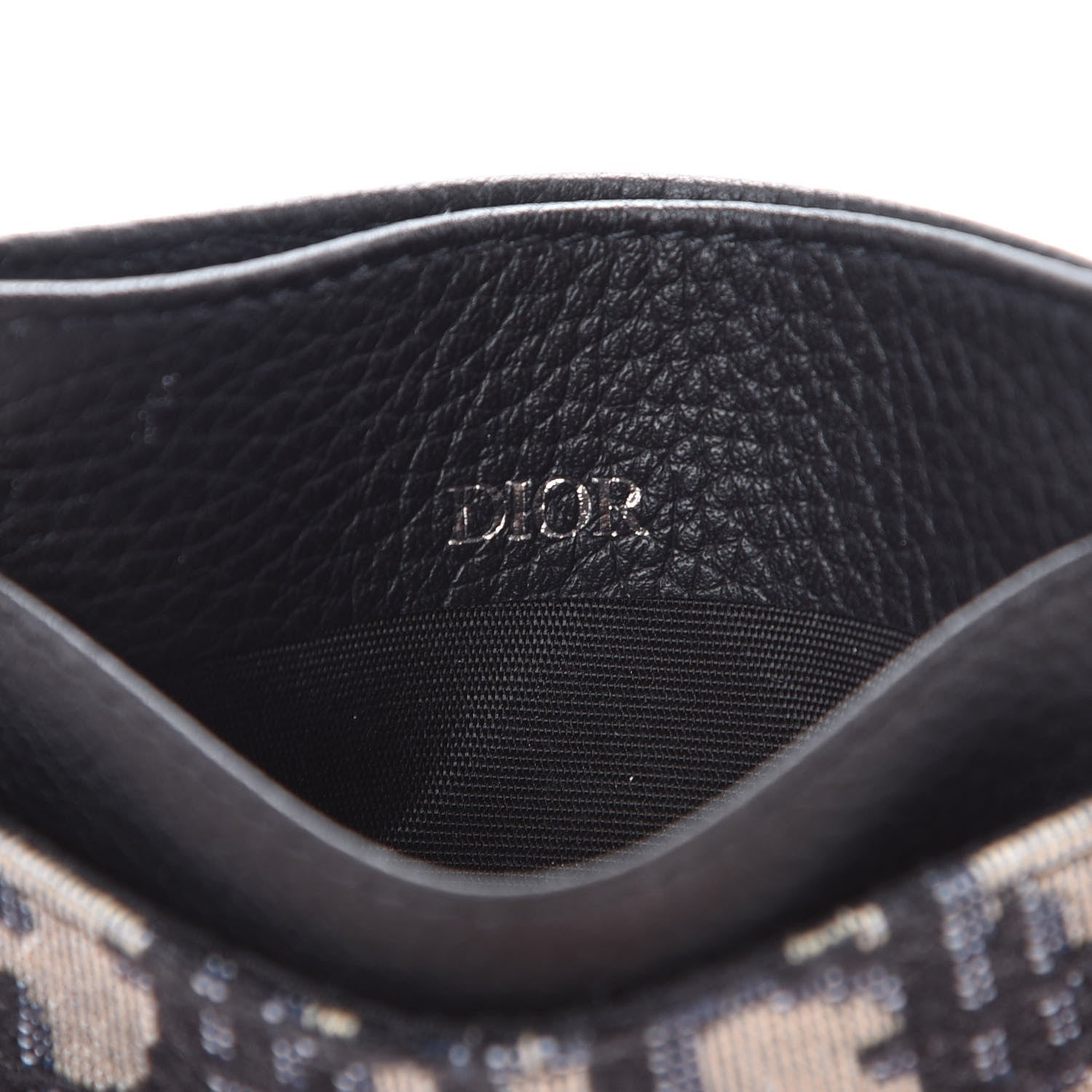 Christian Dior Grained Calfskin Oblique Card Holder Black 5 of 8