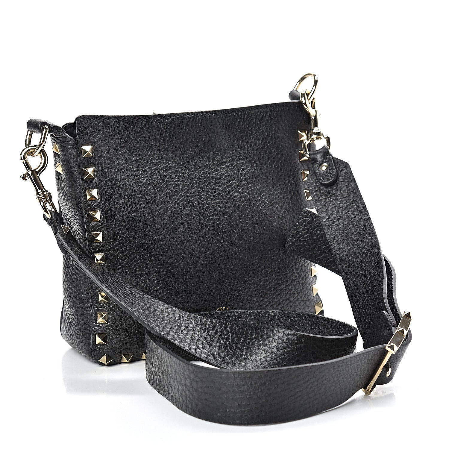 Valentino Garavani Pebbled Calfskin Mini Rockstud Flip-Lock Messenger Bag Black 3 of 9
