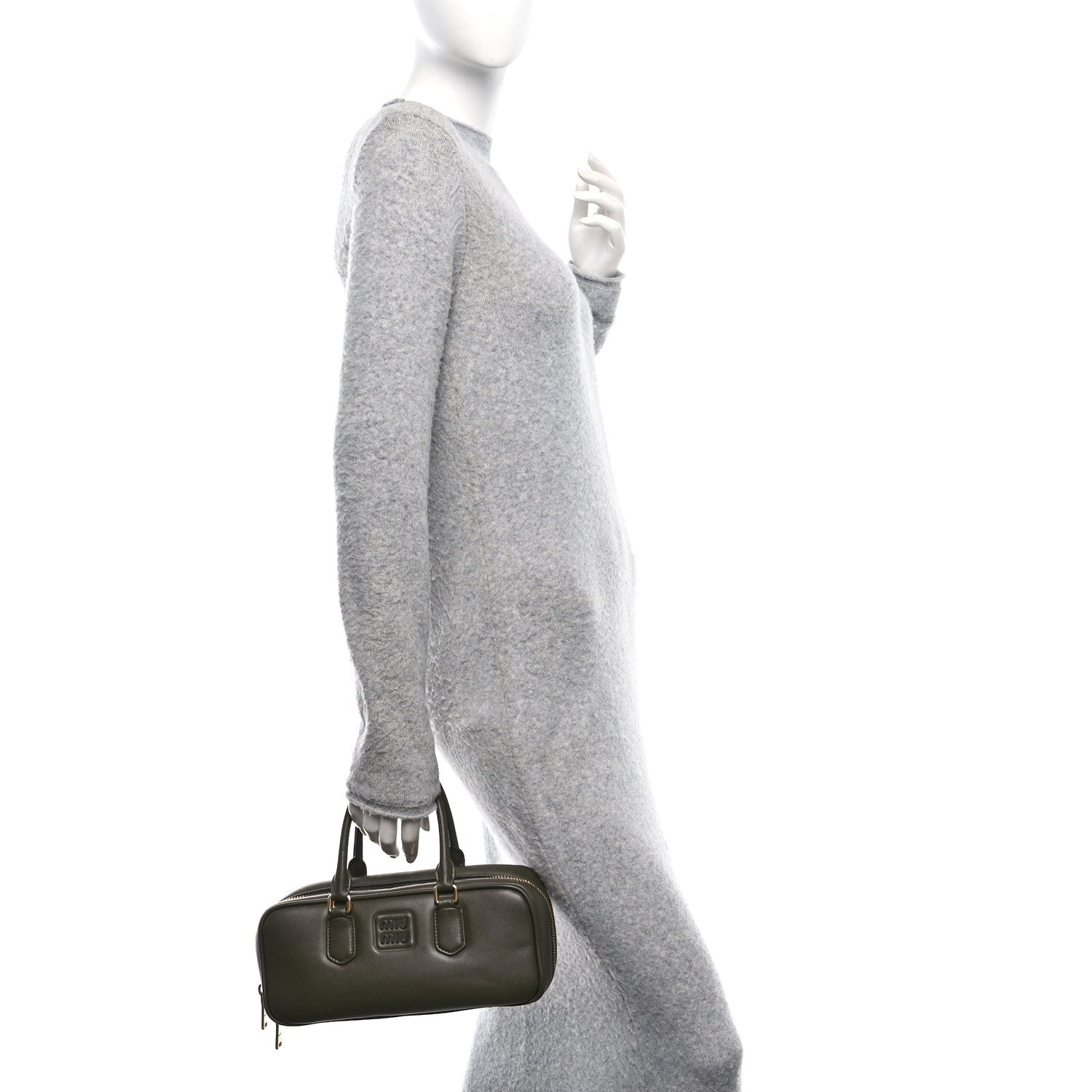 Miu Miu Calfskin Arcadie Top Handle Bag Military Green 2 of 9