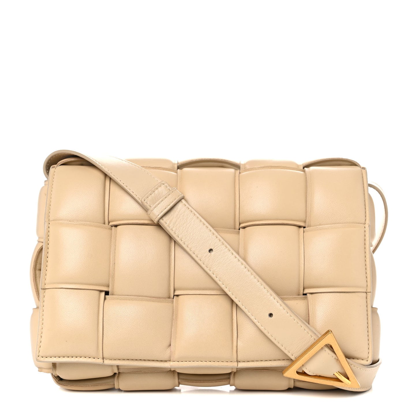 Nappa Maxi Intreccio Padded Cassette Crossbody Bag Porridge