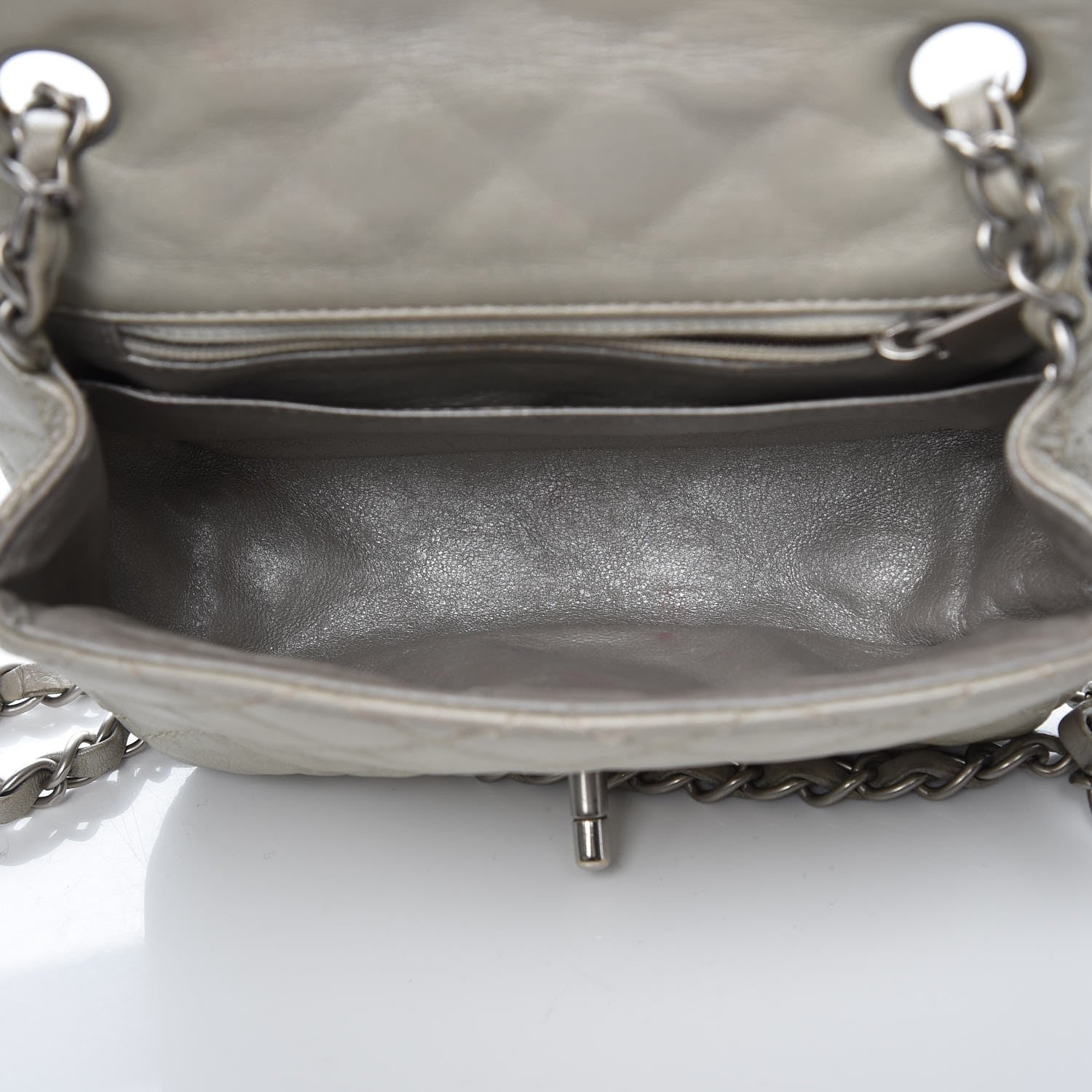 Chanel Metallic Lambskin Quilted Mini Square Flap Silver 5 of 9