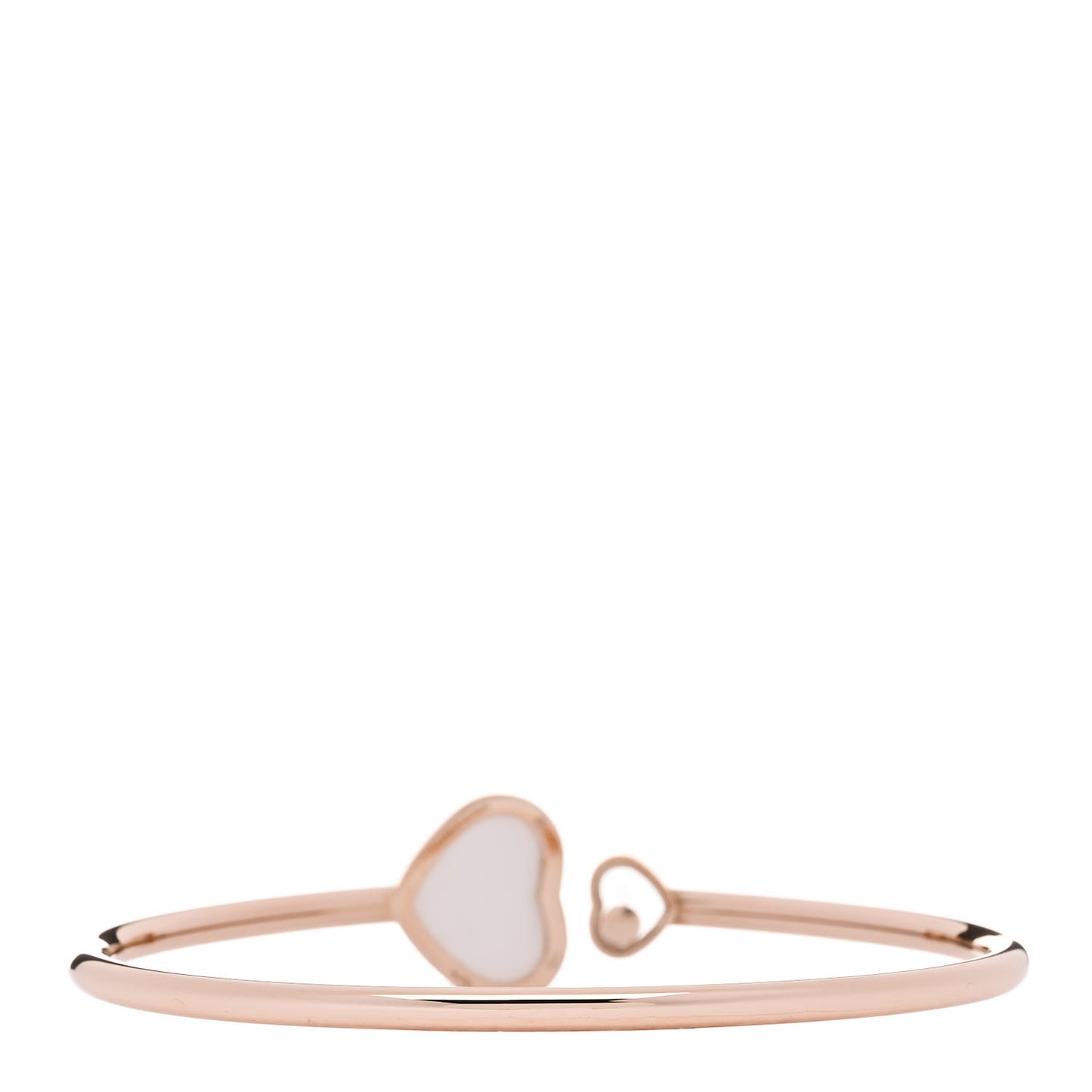18K Rose Gold Diamond Mother of Pearl Happy Hearts Bangle Bracelet