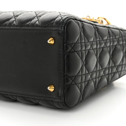 Christian Dior Lambskin Cannage Medium Lady Dior Black 10 of 11