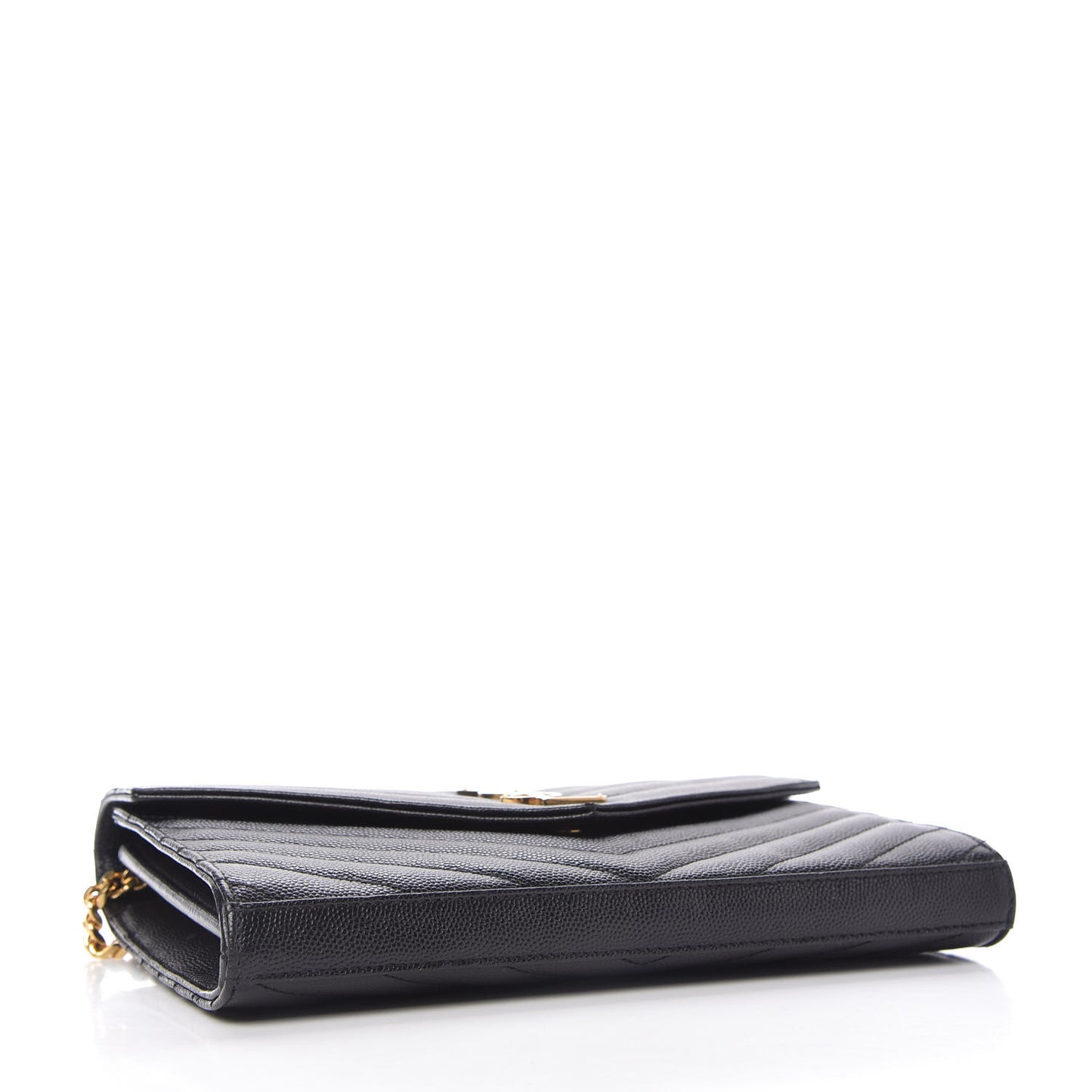 Grain De Poudre Matelasse Chevron Monogram Chain Wallet Black