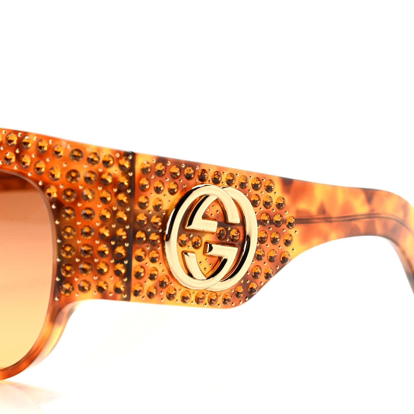 Acetate Crystal Oversize Hollywood Forever Sunglasses GG0144S Havana