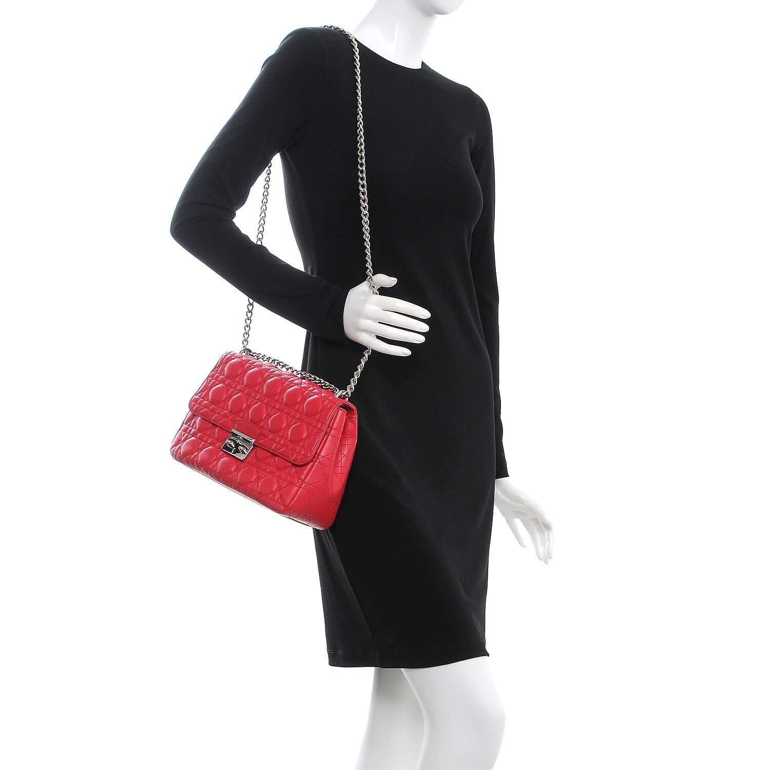 Christian Dior Lambskin Cannage Large Miss Dior Flap Fuchsia 2 of 7