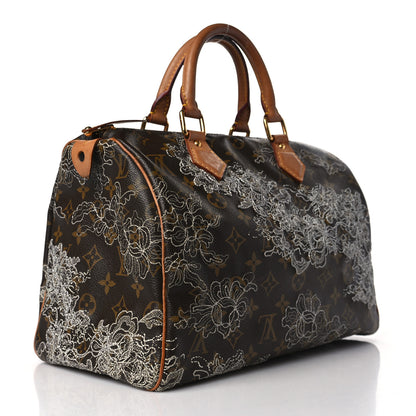 Louis Vuitton Monogram Dentelle Speedy 30 Silver 3 of 9