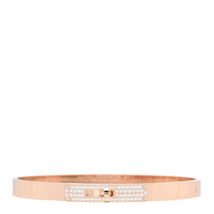 Hermes 18K Rose Gold Diamond PM Kelly Pave Bracelet ST 1 of 3